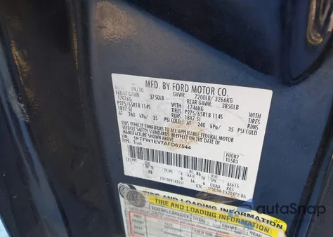 2010 Ford F-150 Fx4/Harley-Davidson/King Ranch/Lariat/Platinum/Xl/Xlt z USA, uszkodzony, nr VIN 1FTFW1EV7AFD67544